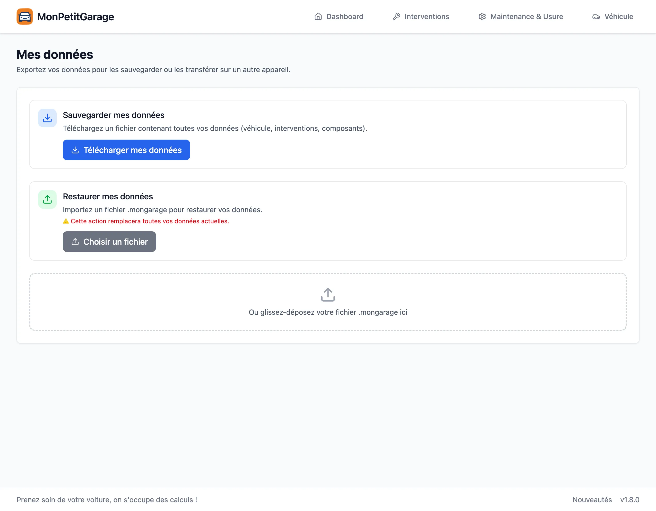 Export et import des données