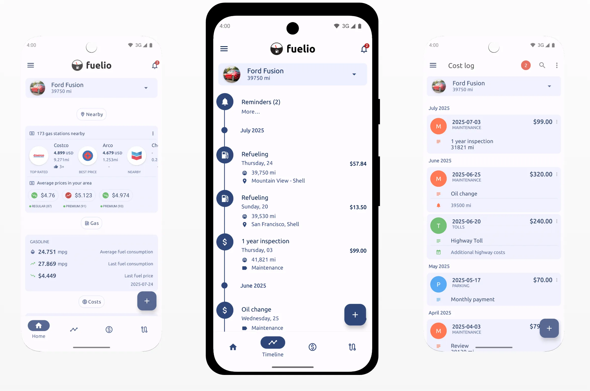 Capture d'écran Fuelio